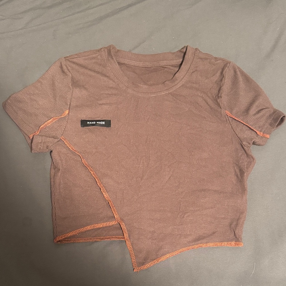 3/$30 Cute Brown Asymmetrical Women's Crop Top